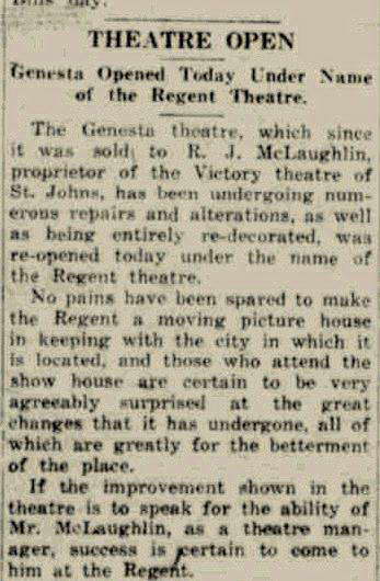 Regent Theater - Dec 18 1919 Confirms Regent And Genesta Were Same (newer photo)